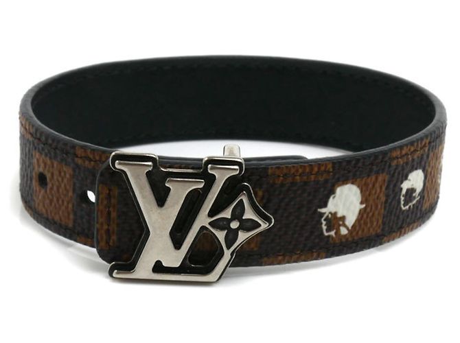 Pulseira Charm em canvas Damier Louis Vuitton Marrom Preto