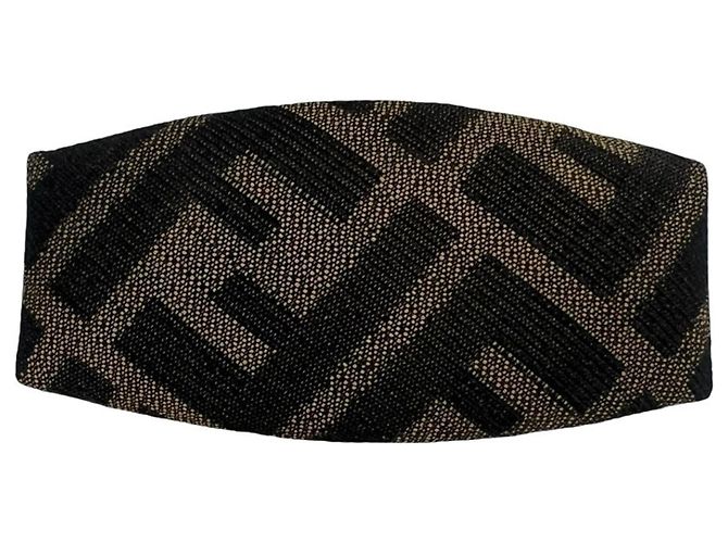 Barrette in tela Zucca FF Pattern Fendi Nero Cachi