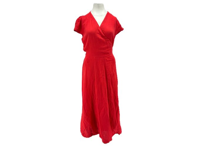 Vestido transpassado de algodão vermelho Baume & Mercier