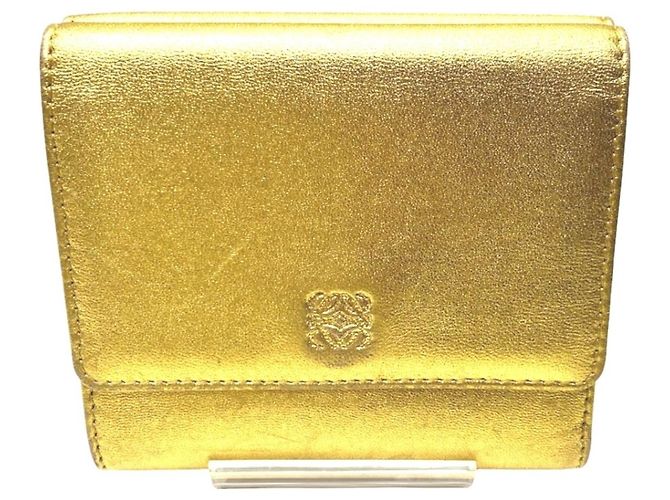 Loewe Tri-fold Wallet in Gold Leather Golden