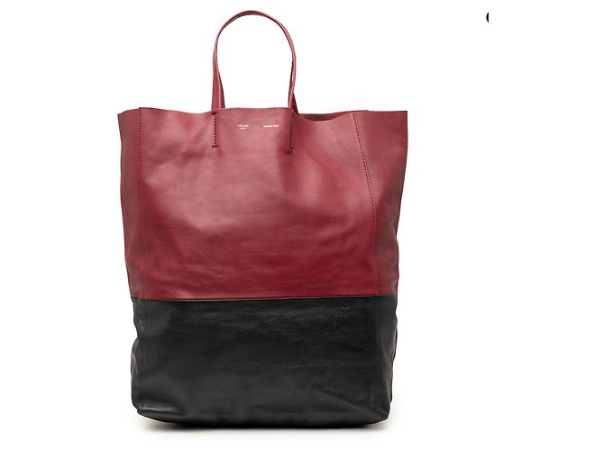 Céline Tote verticale in agnello bicolore rosso Celine Bordò