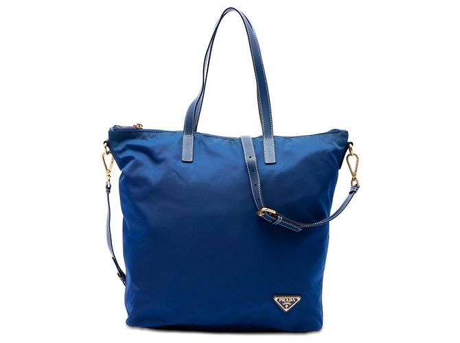 Sac cabas convertible Prada Blue Tessuto Zip Top Bleu