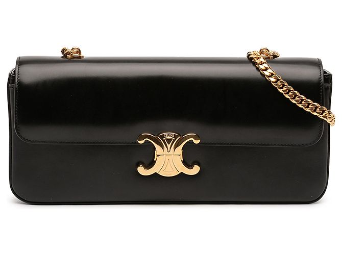 Céline Borsa a tracolla Celine Triomphe in pelle di vitello lucida nera Nero