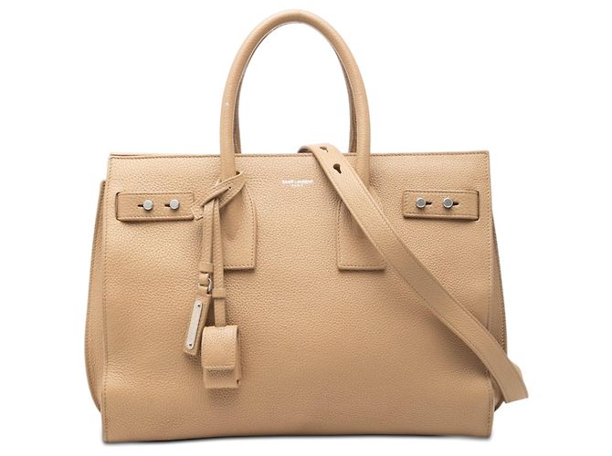 Bolsa Saint Laurent Sac De Jour em couro de vitelo de grão pequeno marrom Castanho claro