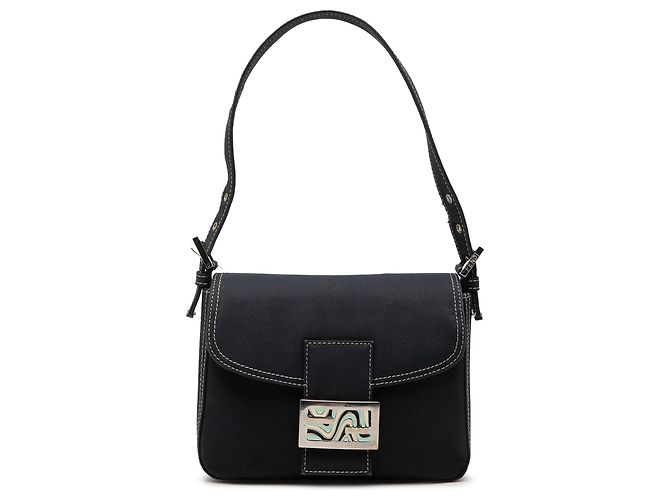 Fendi Blue Canvas FF Marble Flap Blu navy