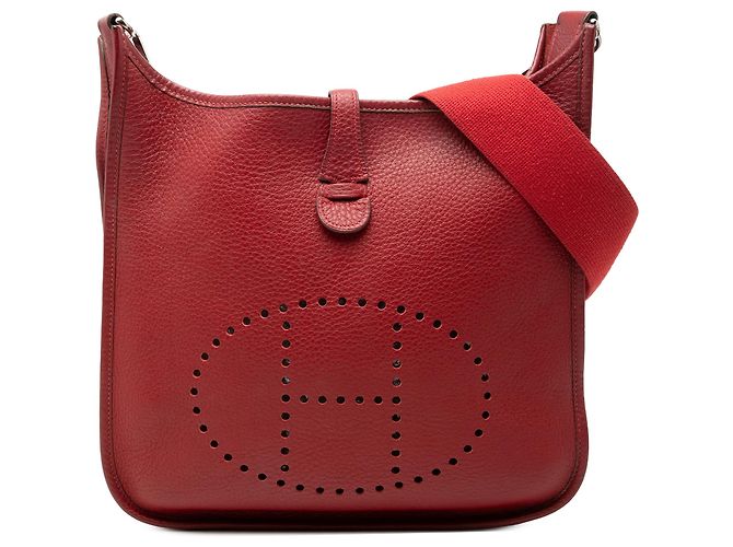 Hermès Red Clemence Evelyne II PM Rouge Bordeaux