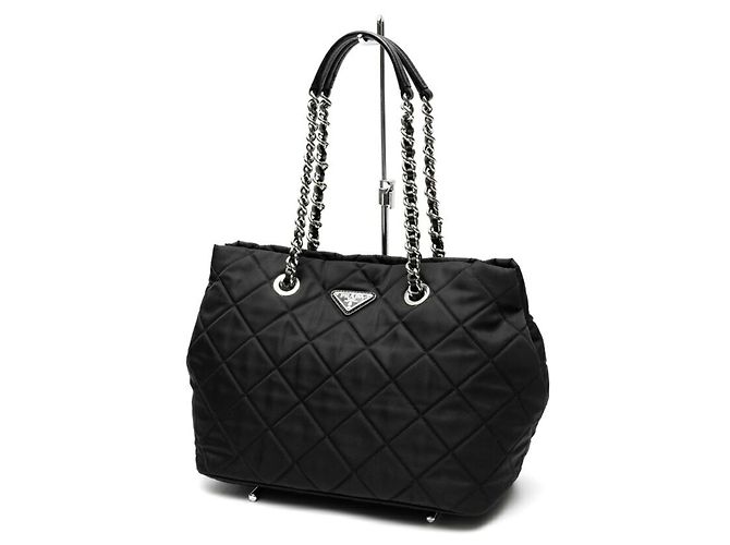 Borsa Tote in Nylon Trapuntato Prada Nero