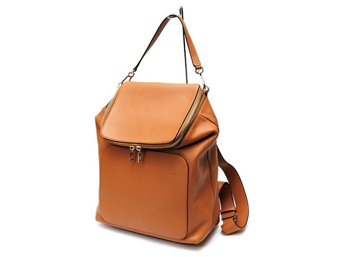 Mochila Loewe Goya em couro marrom