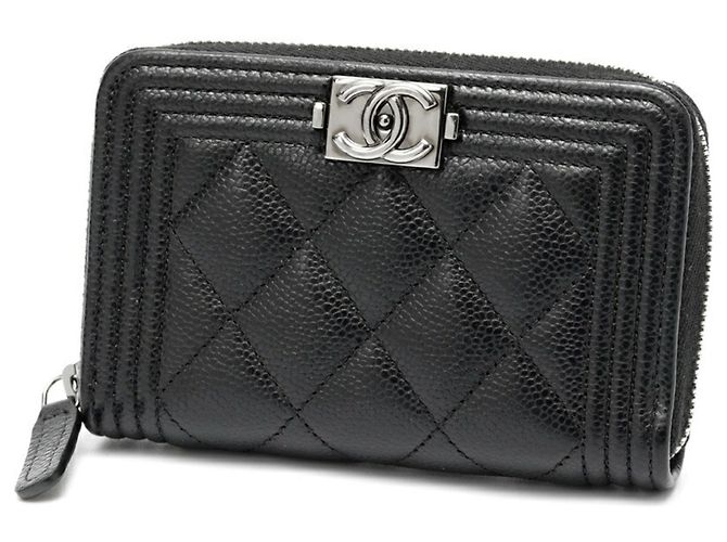 Monedero Chanel Boy con cremallera Negro