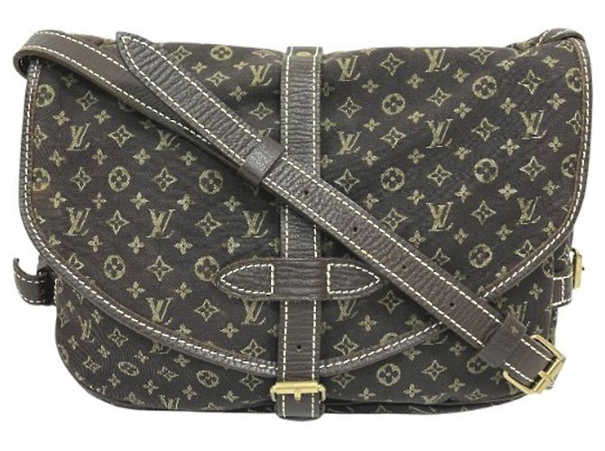Borsa Louis Vuitton Monogram Mini Lin Saumur 30 Marrone