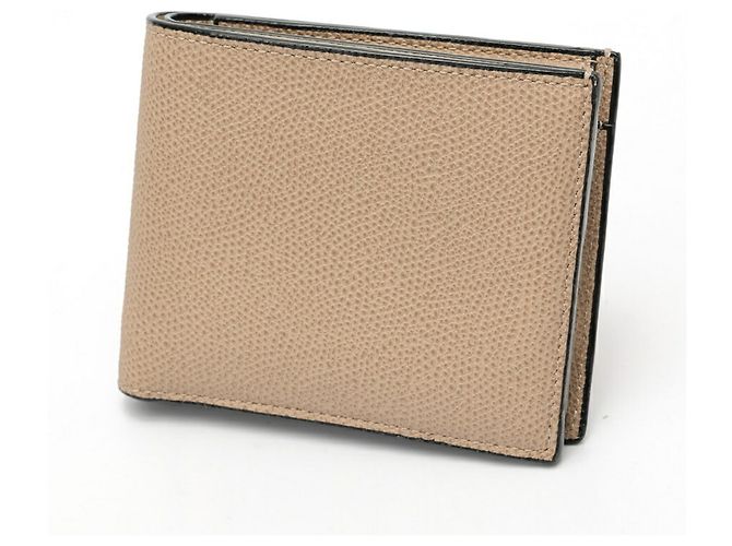 Cartera bi-fold Valextra en piel de becerro grisácea