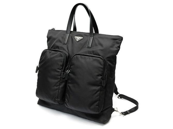 Prada Re-Nylon x Saffiano Leather Backpack Black