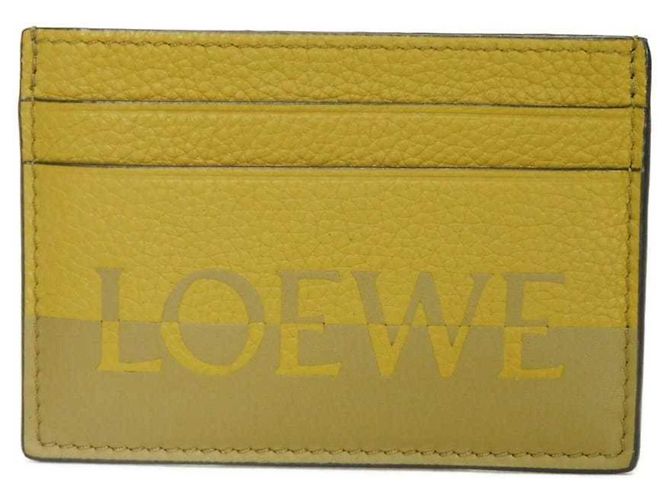 Loewe Signature Plain Card Case Brown Olive green