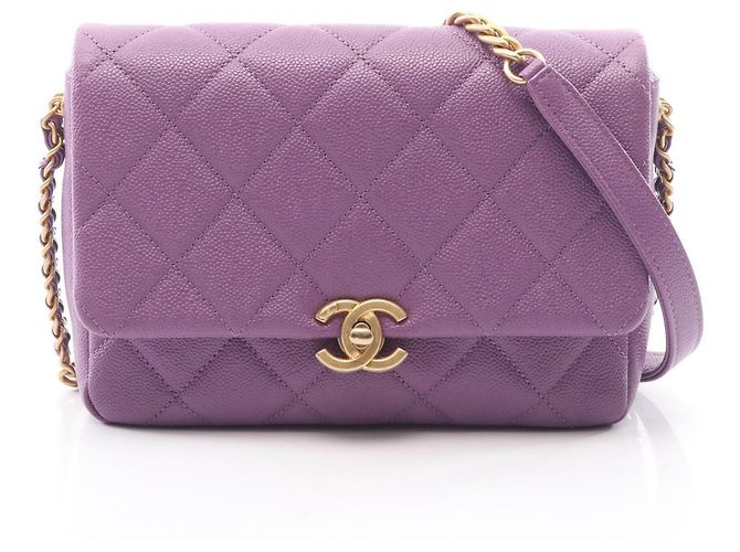 Bolsa de Ombro Chanel Matelassé Small Flap Roxo