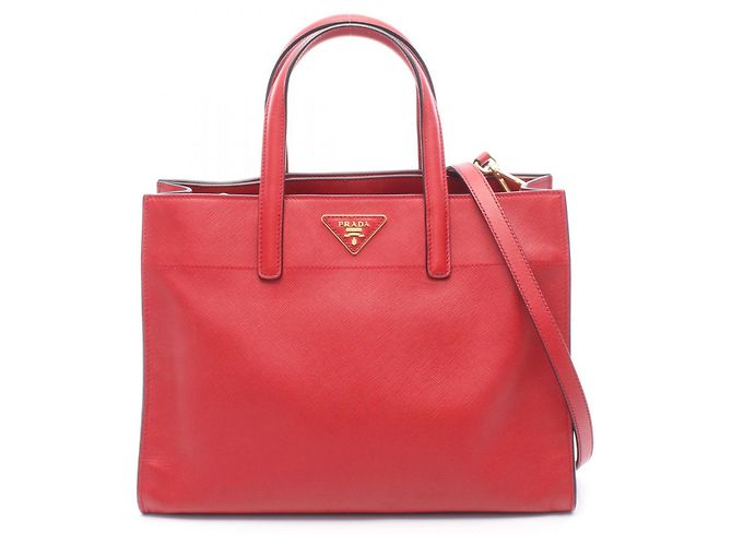 Prada Saffiano Soft 2-Way Handbag Red