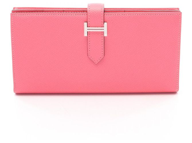Carteira longa Hermès Bearn Soufflet Rose Azalee Rosa