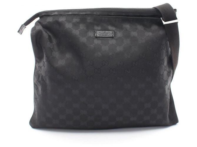 Bolsa de mão Gucci em lona preta e couro Preto