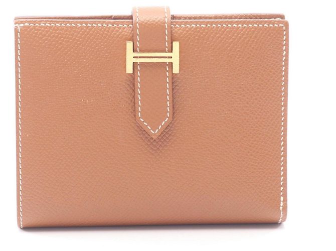 Hermès Hermes Bearn Compact Gold Bi-fold Wallet Brown