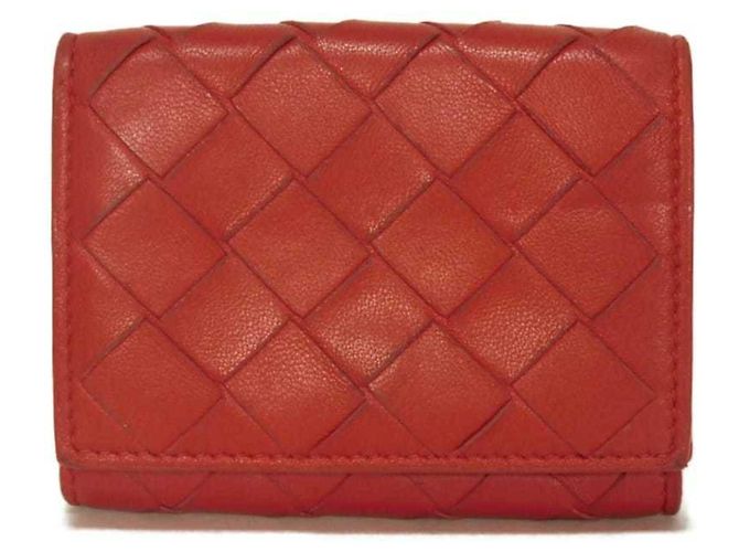 Cartera tríptico de piel nappa Tiny de Bottega Veneta Roja