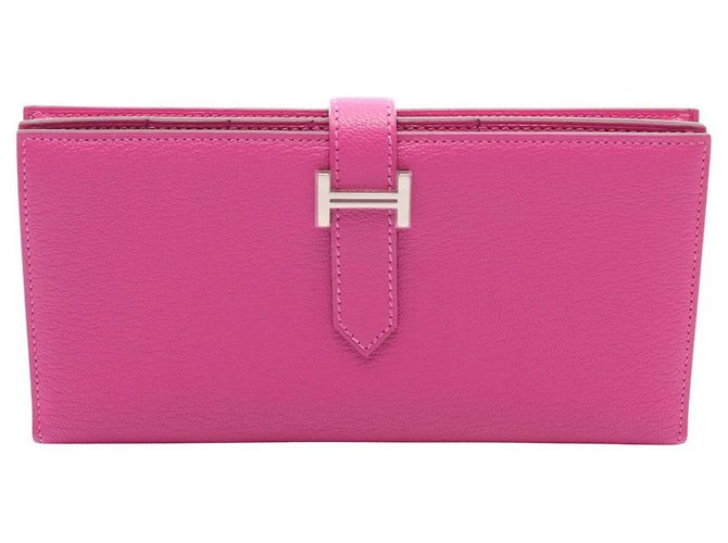 Hermès Hermes Bearn Soufflé Magnolia Bi-fold Long Wallet Pink