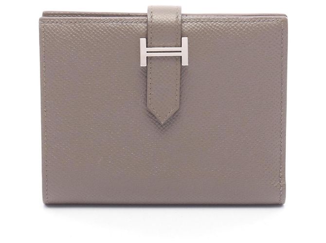 Hermès Hermes Bearn Compact Bi-fold Wallet Beige Grey