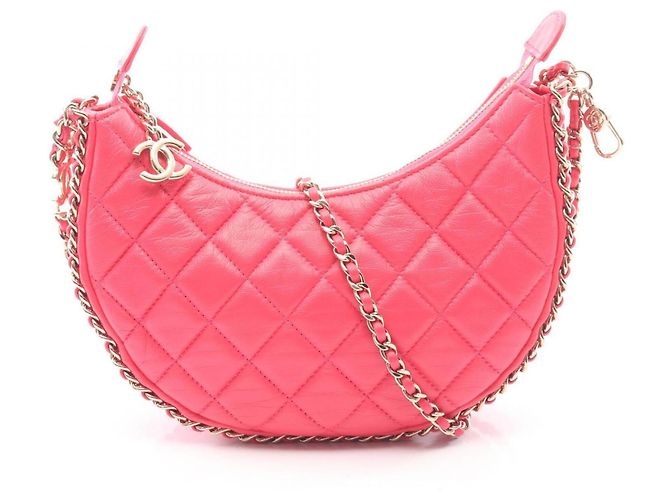 Bolsa de Ombro Chanel Matelassé Small Hobo Rosa