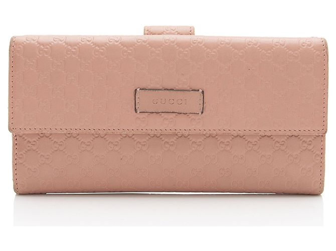 Cartera larga con solapa de cuero Microguccissima Gucci Rosa