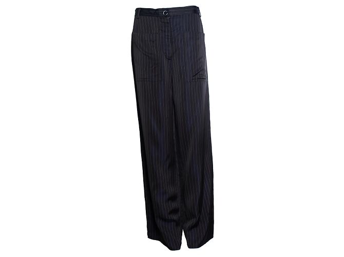 Dries van noten, pantalone a gamba larga a righe lucido Multicolore