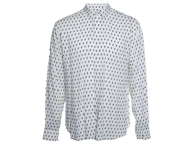 Saint Laurent, camicia bianca con stampa V 2017 Bianco