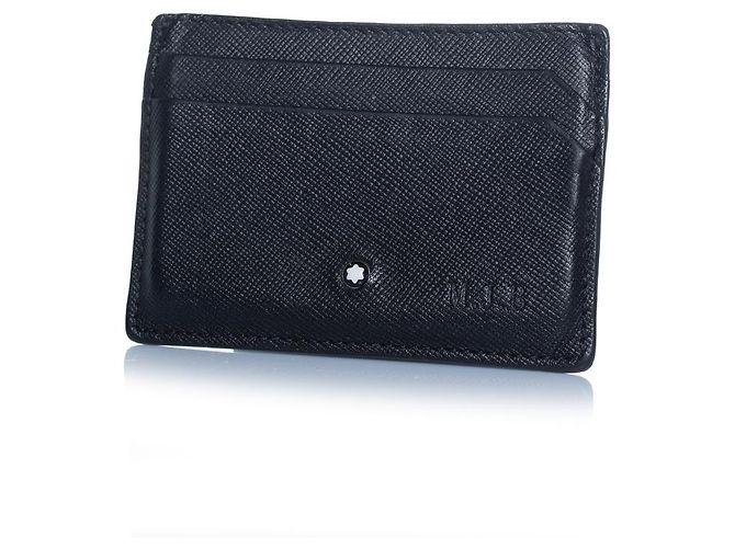 Montblanc, structured leather card holder in black