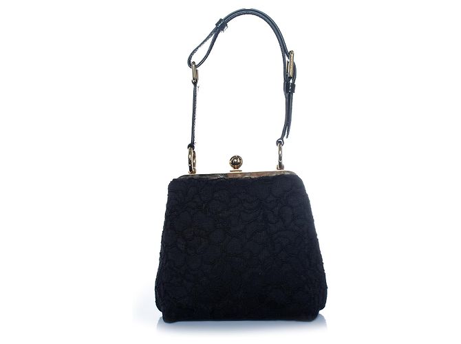 Dolce & Gabbana, borsa a tracolla in pizzo Agate Nero