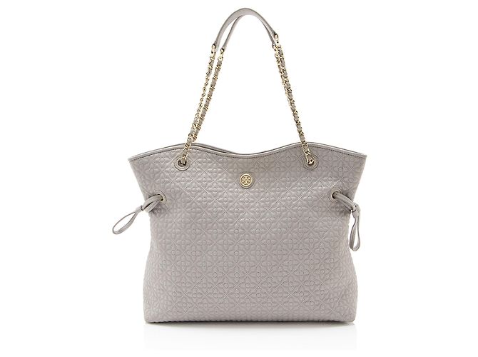 Bolsa Tote Bryant Slouchy em couro acolchoado Tory Burch Cinza