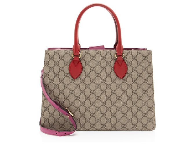 Bolso tote pequeño Gucci GG Supreme Linea Castaño Beige