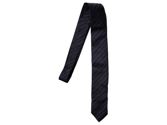 Dolce & Gabbana, black diagonal striped tie with dots