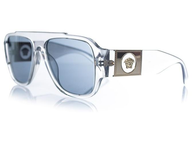 Versace, óculos de sol shield transparente Medusa Branco