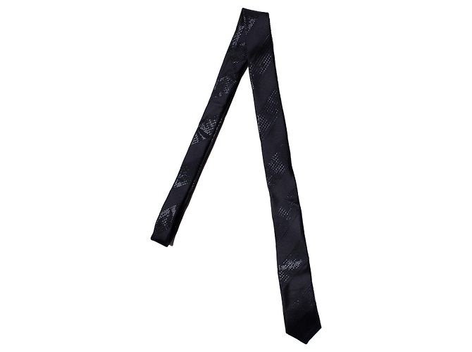 Saint Laurent, diagonal black striped shiny tie