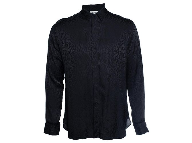 Saint Laurent, camicia in jacquard stampato nero