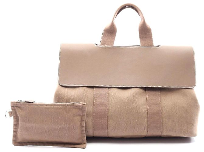 Hermès Bolsa de couro Hermes Valparaiso MM Bege Marrom