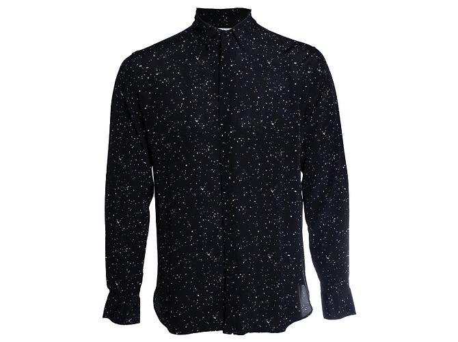 Saint Laurent, Hemd mit Farbspritzern Schwarz