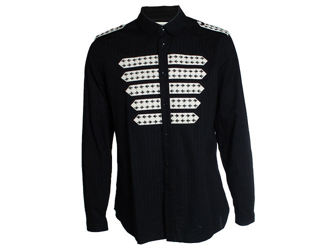 Saint Laurent, Gestreiftes Officer-Hemd 2019 Schwarz