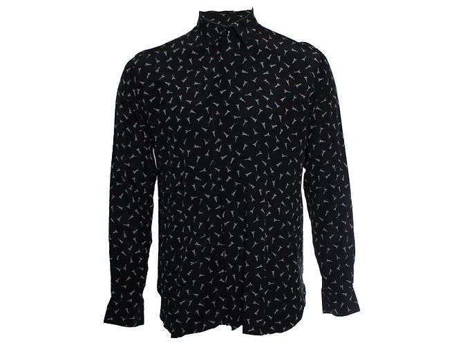 Saint Laurent, Camicia nera con stampa della torre Eiffel Nero