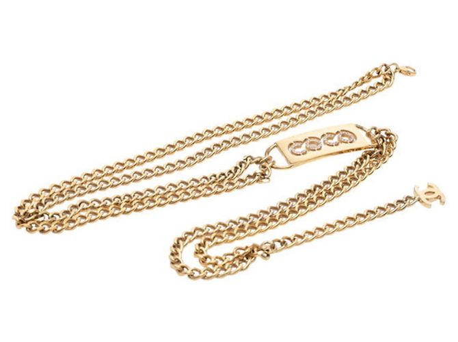 Cinturón de cadena con placa de logotipo Chanel Coco Dorado