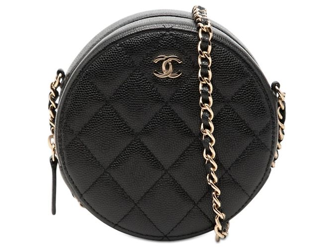 Borsa a tracolla Chanel in pelle caviar nera Nero