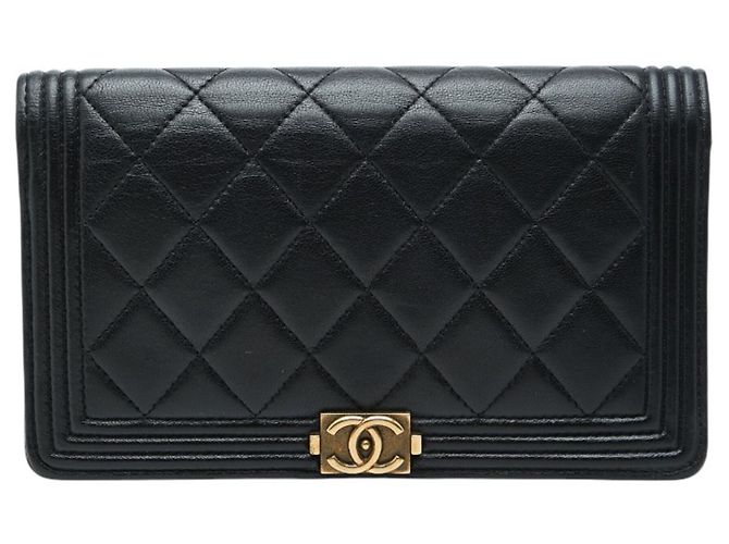 Chanel Coco Mark Boy Bi-fold Wallet Black