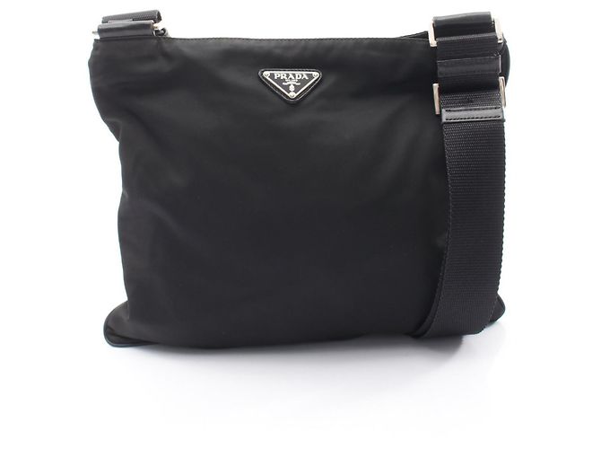 Saffiano Borsa a tracolla con logo Triangle Prada Nero 
