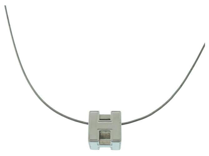 Hermès Collier en métal Hermes Cage d'H H-cube Argenté 