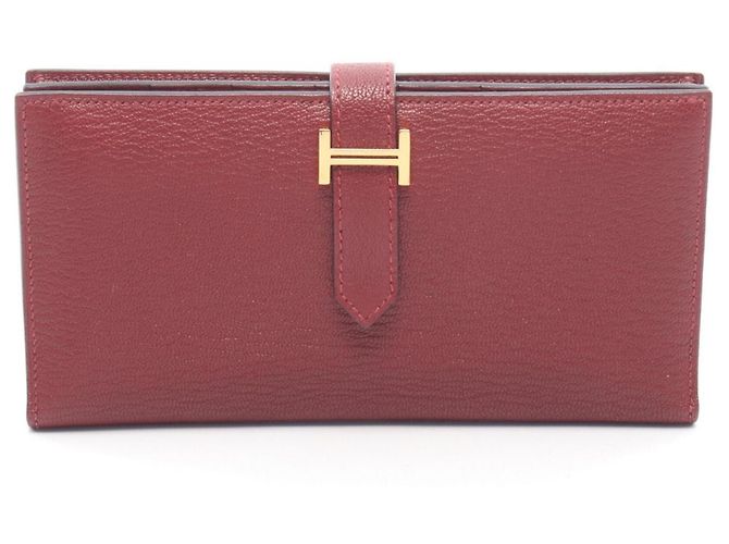 Hermès Hermes Bearn Soufflet Long Wallet in Bordeaux Red Dark red