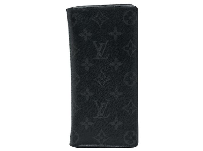Cartera larga Louis Vuitton Monogram Eclipse Brazza Castaño Negro