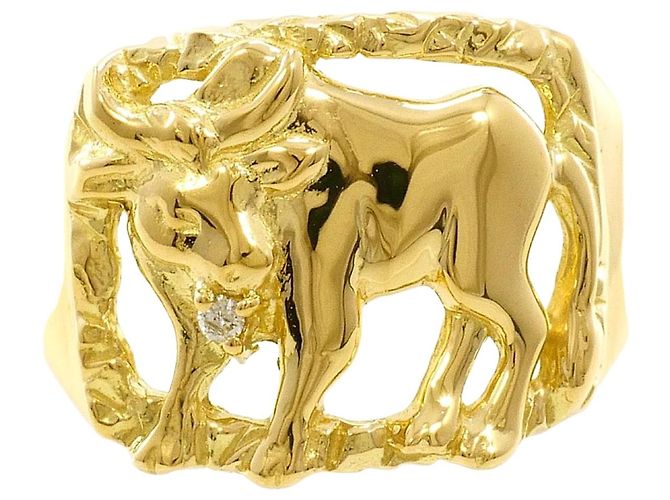 Autre Marque 18K Gelbgold-Ring mit Diamant Golden