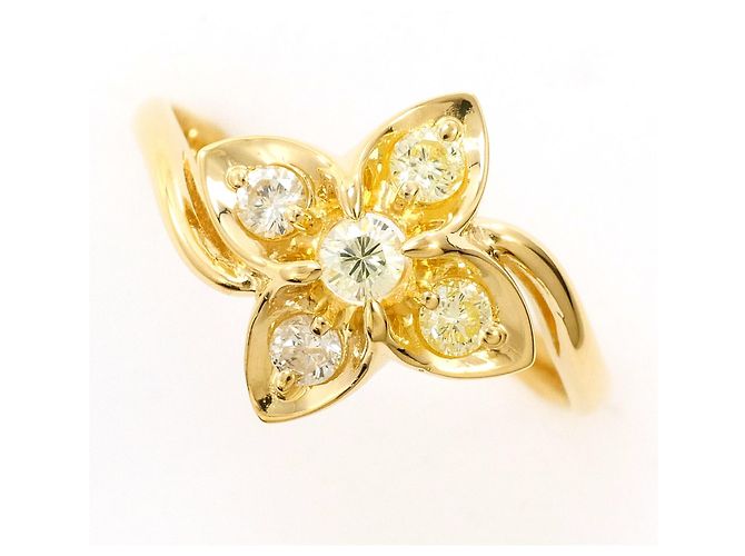 Autre Marque 18K Gelbgold-Ring mit Diamant Golden